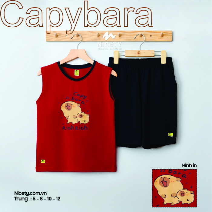 Bộ sát tay capybara đỏ đen